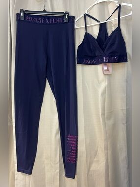 Savage X Fenty Forever Savage Vaporwave
Legging & Bralette Set Navy Purple L NWT